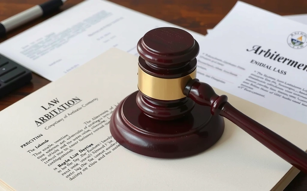 Legal gavel and open law book, symbolizing arbitration