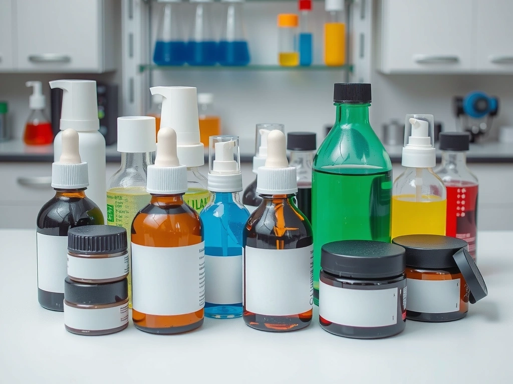 Scientifically advanced skincare products in a laboratory setting