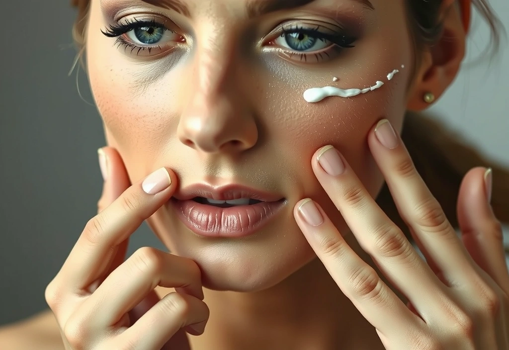 Woman applying anti-aging cream